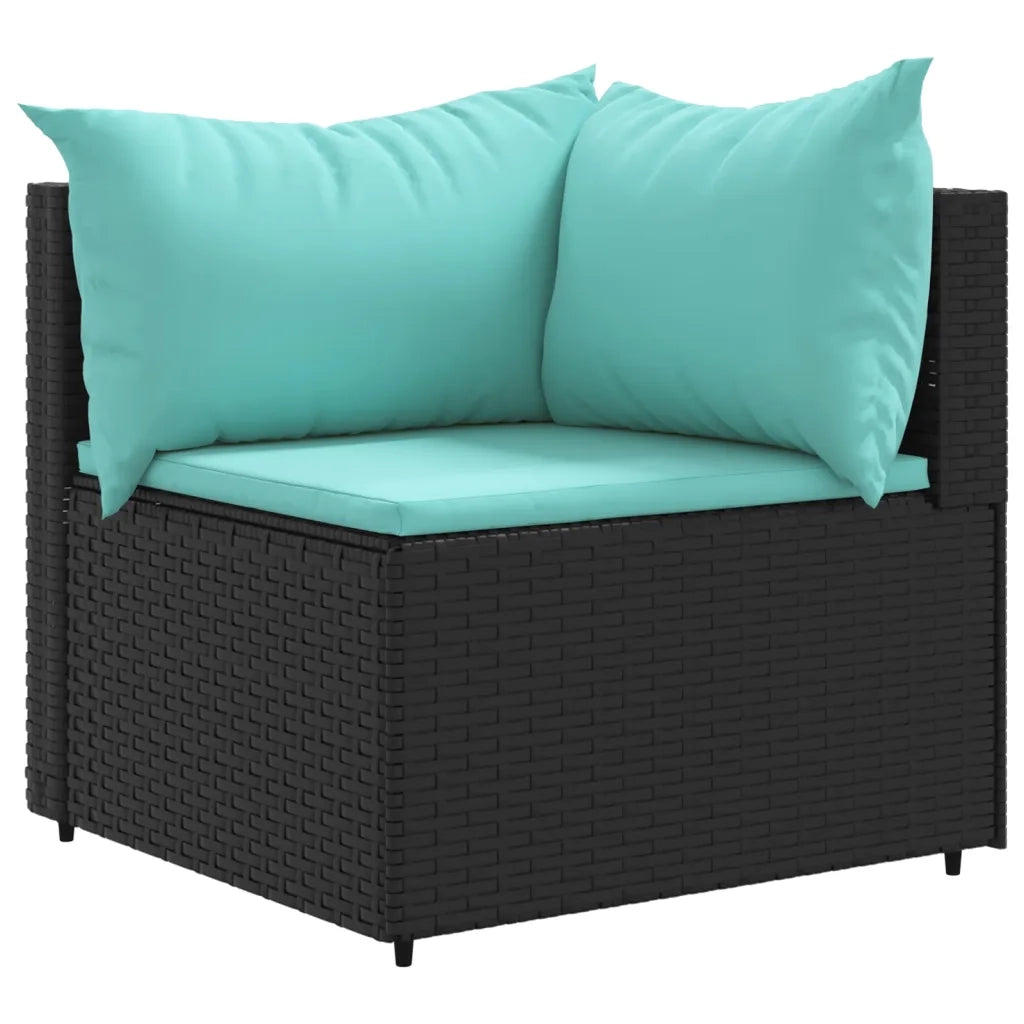 Set Mobili da Giardino 11 pz con Cuscini in Polyrattan Nero 3308292