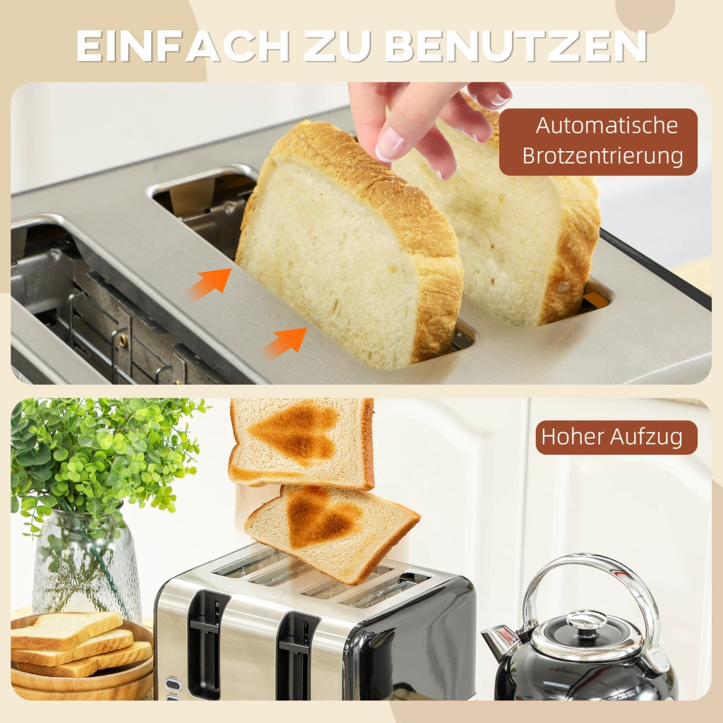 Set Bollitore e Tostapane ¨C zephmum ¨C Nero, Acciaio Inossidabile, 1.7L
