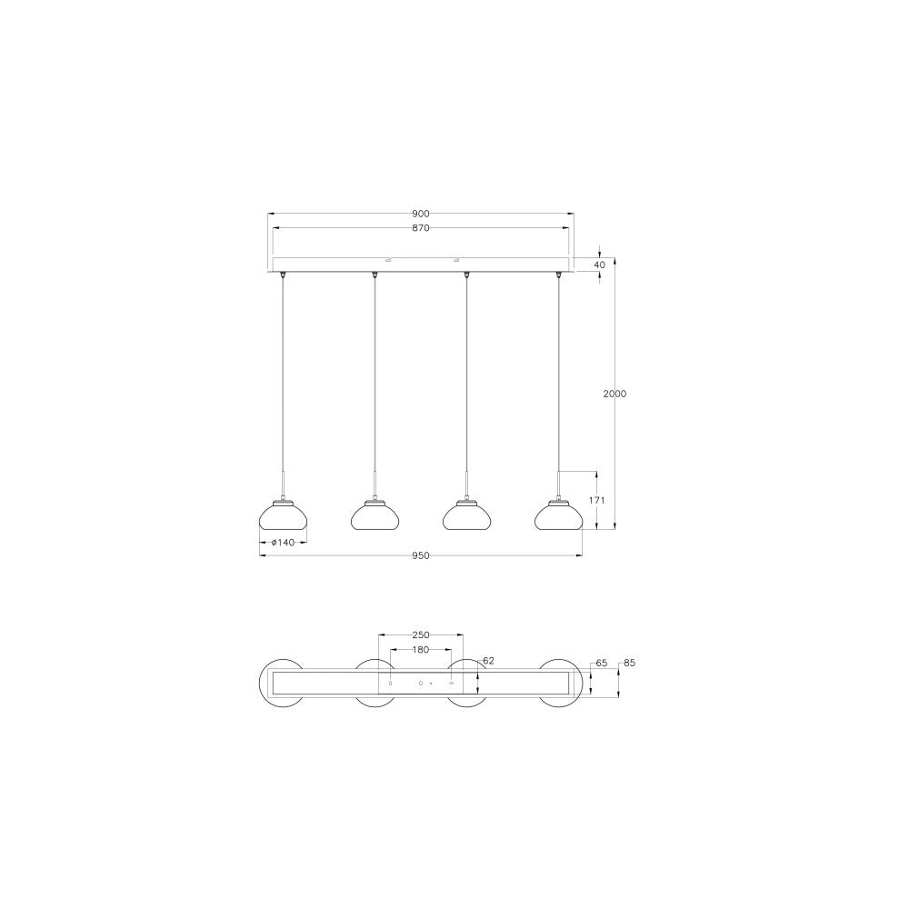 Arabella - Lampada a sospensione 4 luci Fabas Luce - LED 32W - Fumè Design moderno