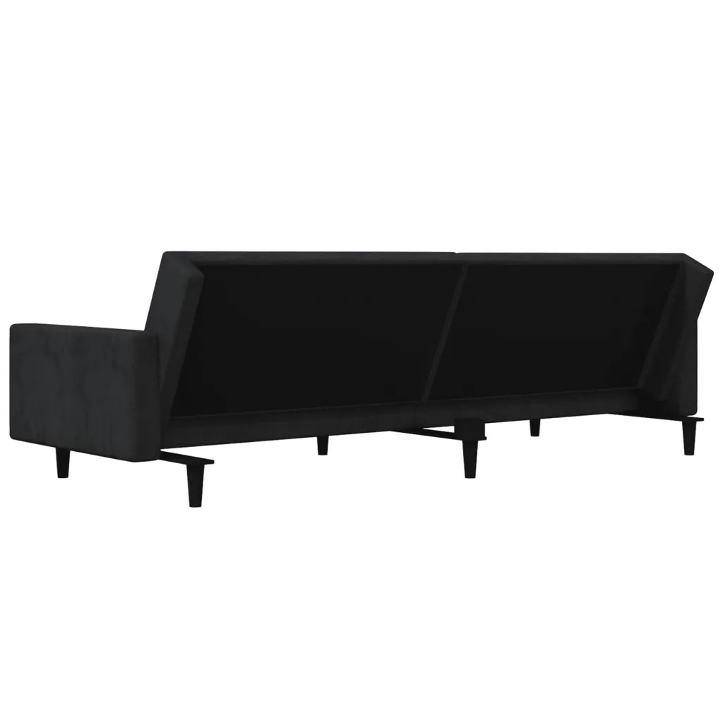 Divano letto | Sof¨¤ letto | Letto singolo a 2 Posti con 2 Cuscini Nero in Velluto
