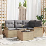 Set Divano da Giardino con archiviazione 5 pcs Beige polyrattan