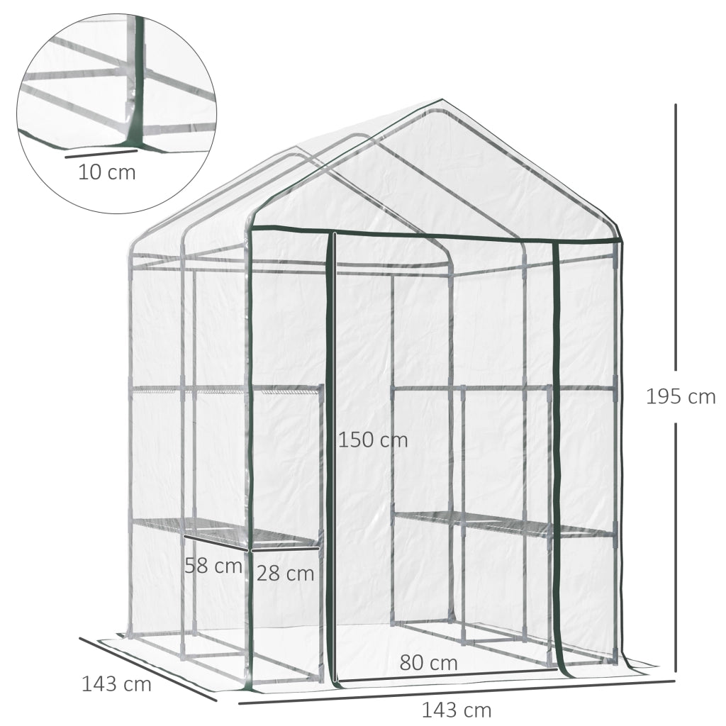 Serra da giardino con ripiani 3 livelli ¨C Minimal ¨C 143x143x195cm verde