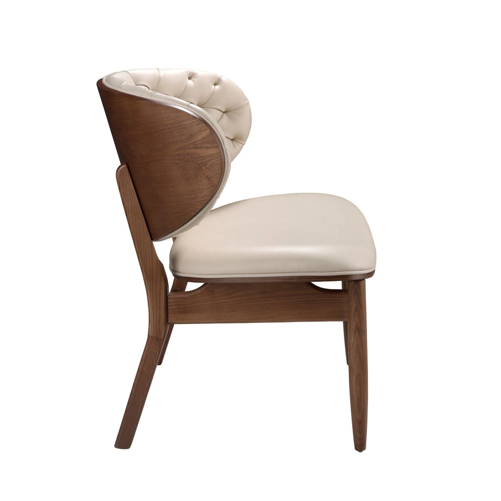 Poltrona in similpelle sabbia e noce