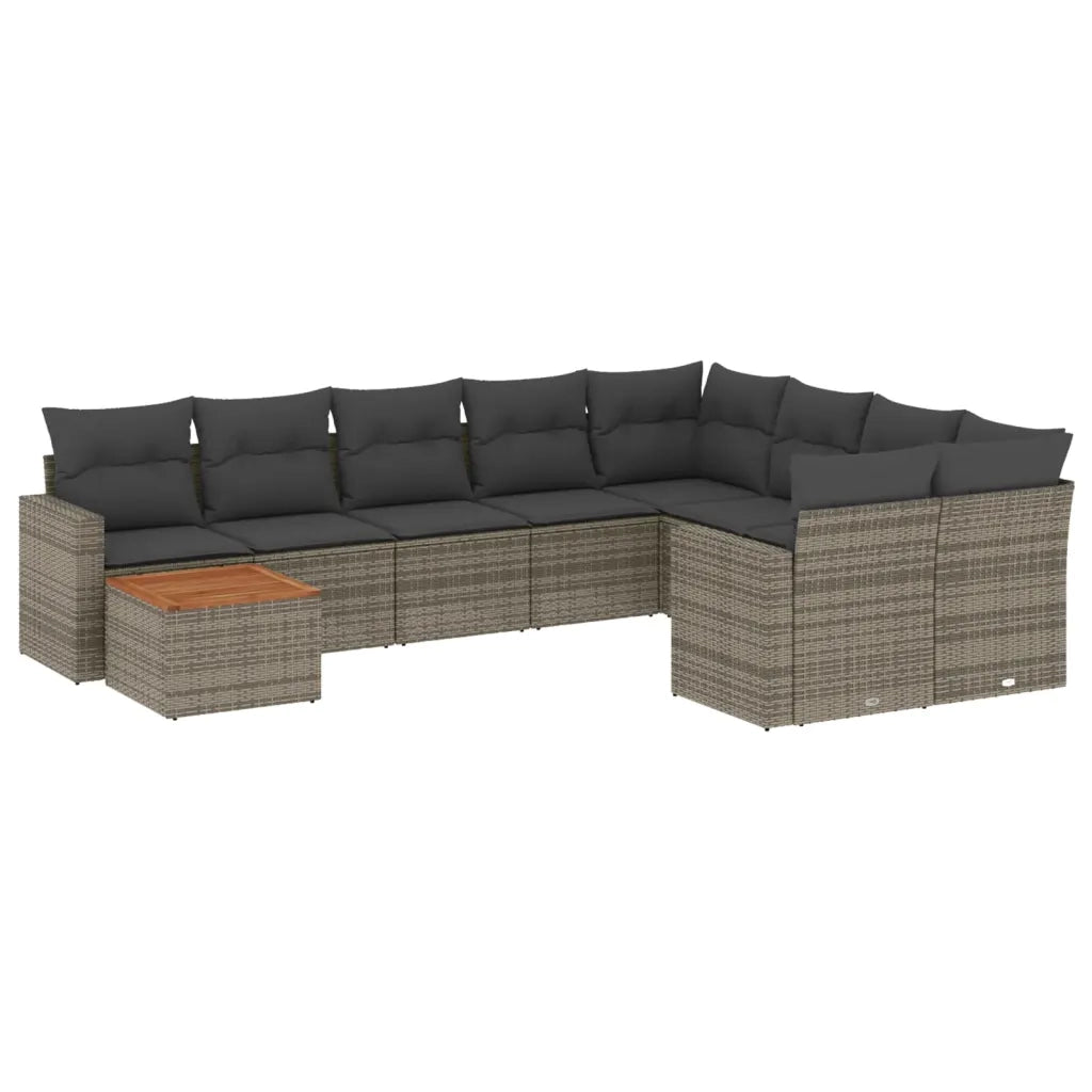 Set Divano da Giardino 10 pz con Cuscini Grigio in Polyrattan 3256620