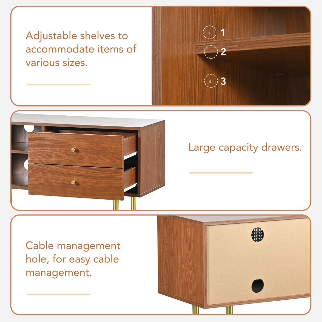 Cassettiera per TV noce MDF lunghezza 160 cm