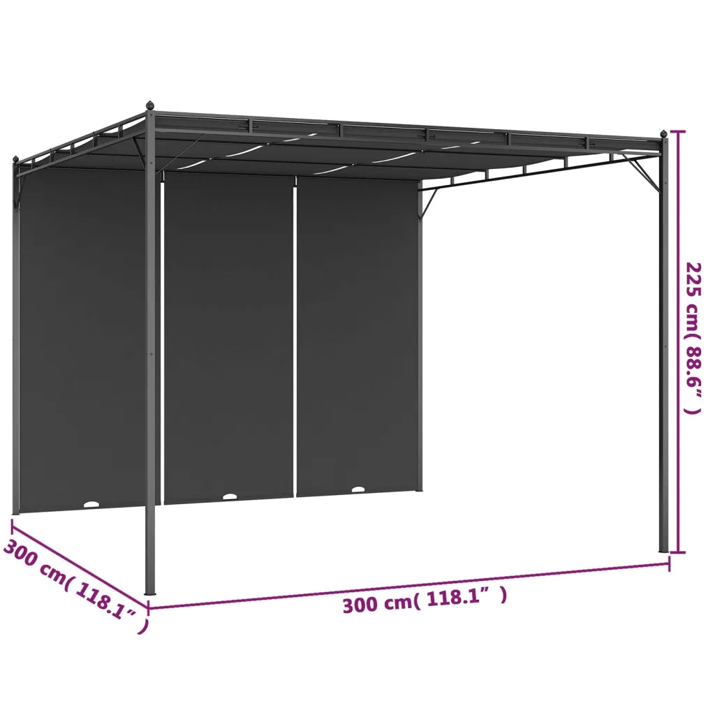 Gazebo | Pergolato da Giardino con Tenda Laterale 3x3x2,25 m Antracite