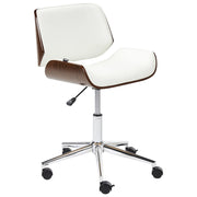 Sedia da ufficio ecopelle bianco e legno scuro arredamento da ufficio elegante