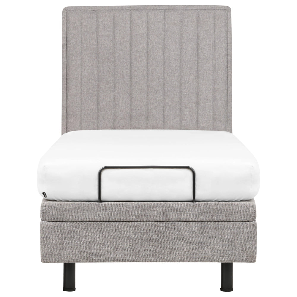 Letto Tessuto Grigio Chiaro Elettrico Regolabile con Telecomando 90 x 200 cm