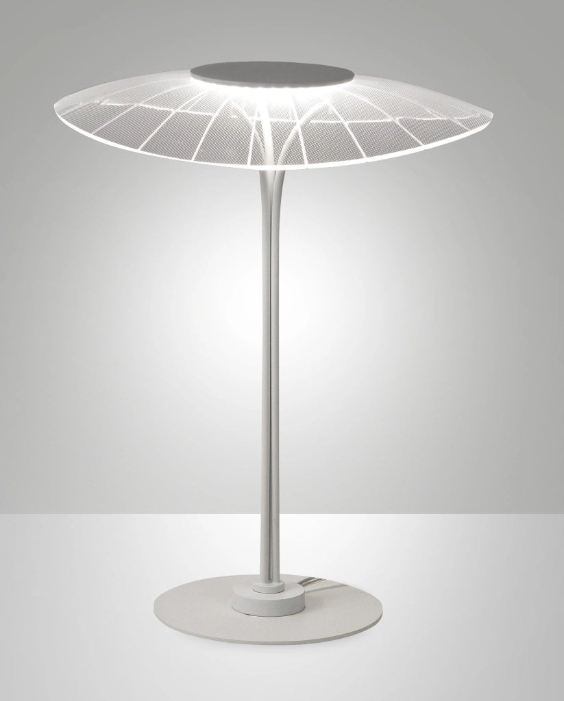 Lampada da tavolo Vela LED 12W 3000K 1100lm in Metallo e Metacrilato Bianco - Design Moderno Dimmerabile a step con Struttura Elegante