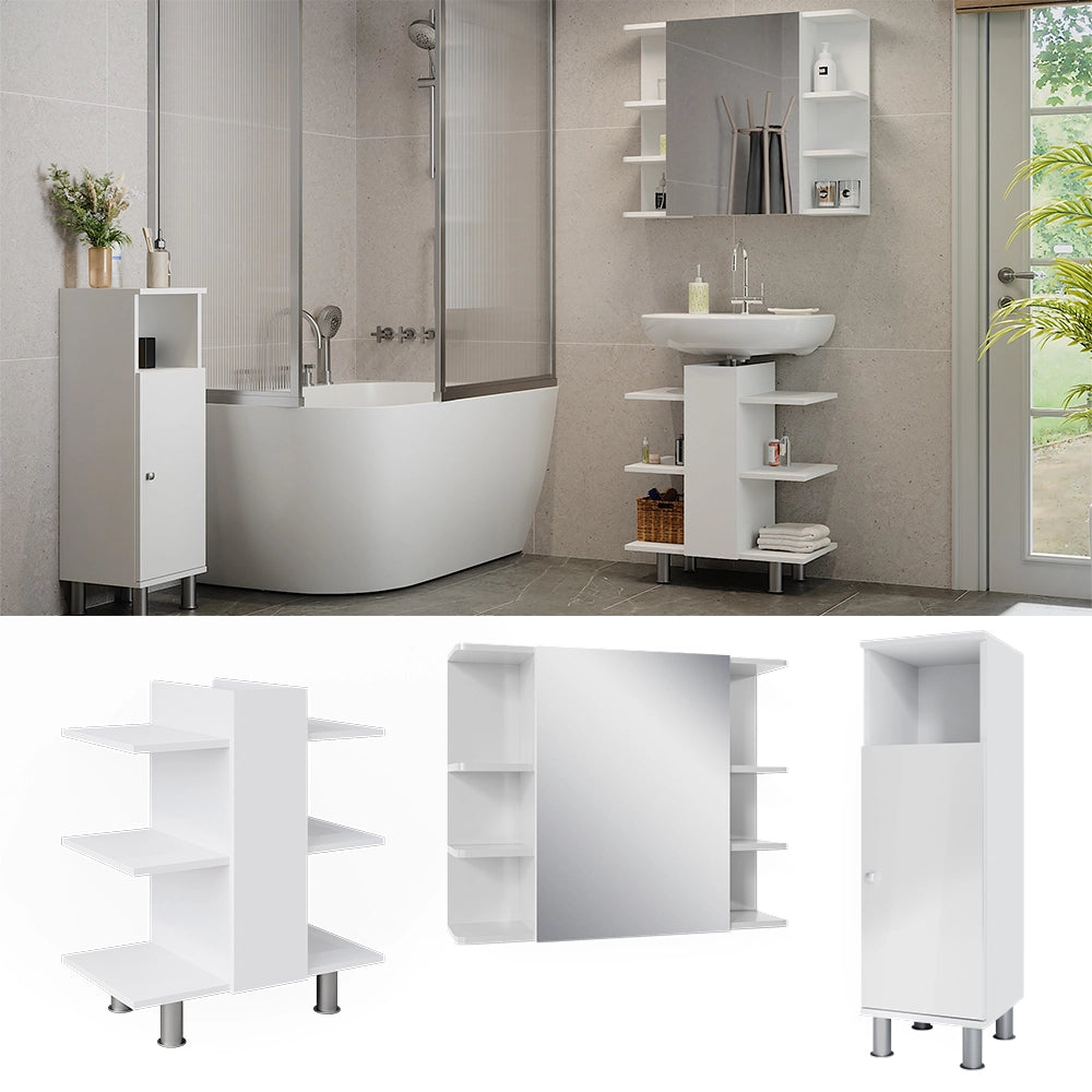 Vicco Set mobili bagno Bianco 3 parti