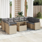 Set Divano da Giardino 10 pz con Cuscini Beige in Polyrattan 3326380