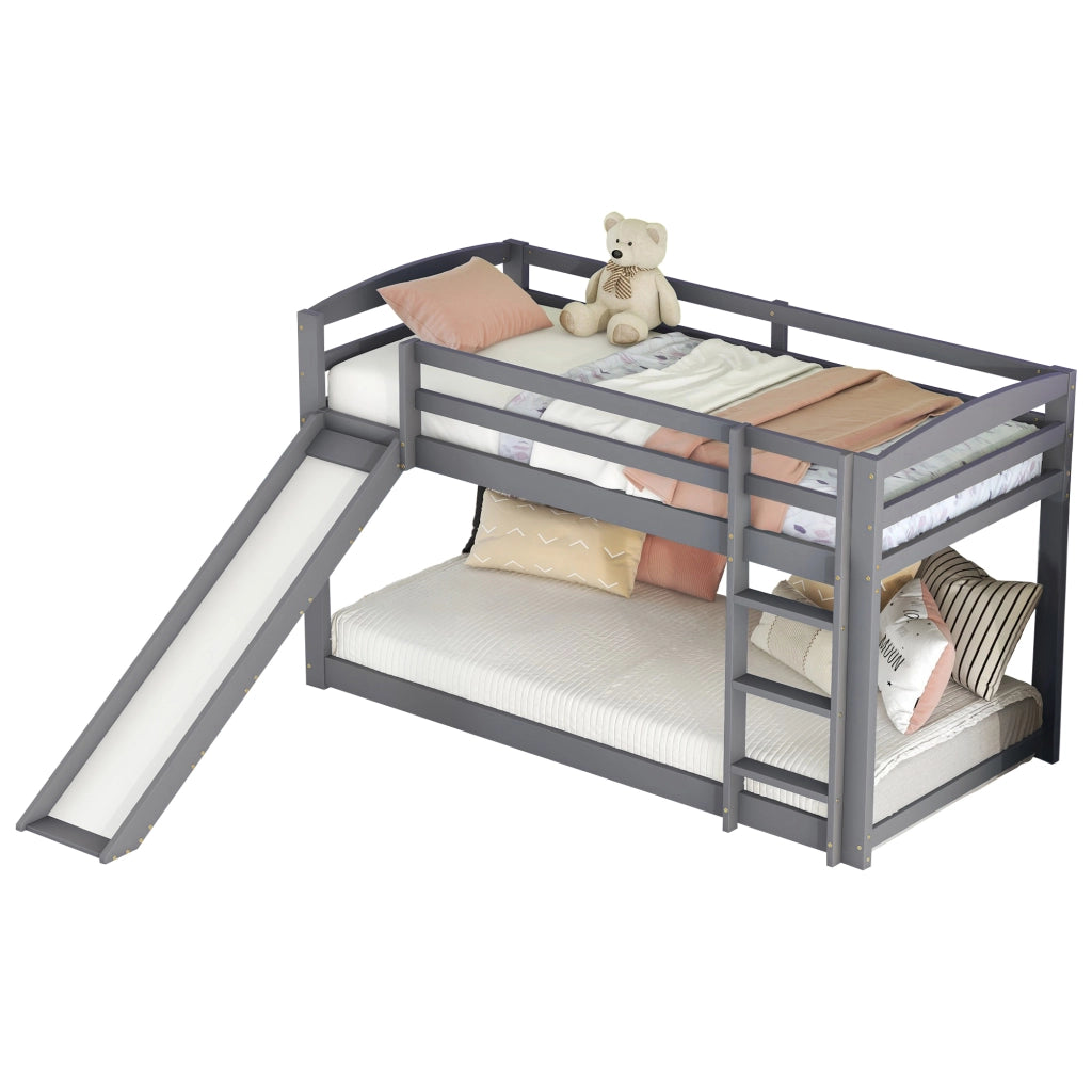 Letto a castello con scivolo legno di pino 90x200 cm