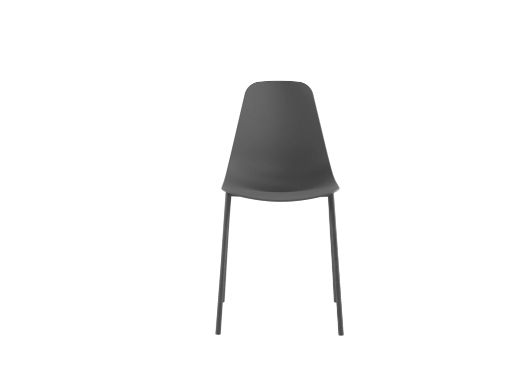 Sedia Frida Design Moderno in Polipropilene con Gambe in Metallo - Seduta Ergonomica per Arredo Interni Casa Ufficio - Grigio Scuro