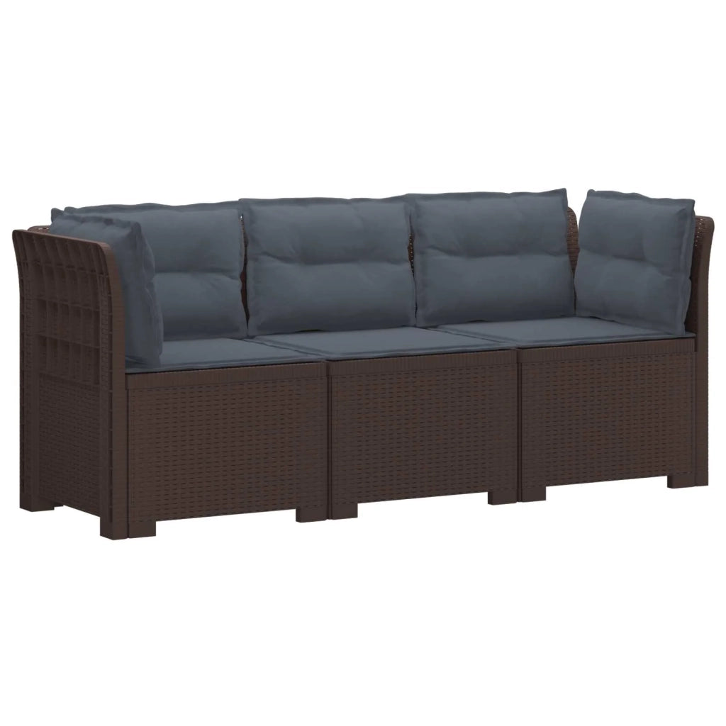 Divano da esterno-Divano da Giardino 3 posti con cuscini in look rattan PP 354952