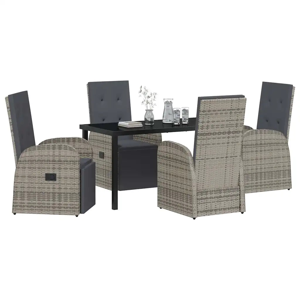 Set da Pranzo per Giardino con cuscino 5 pcs Grigio polyrattan 3379487