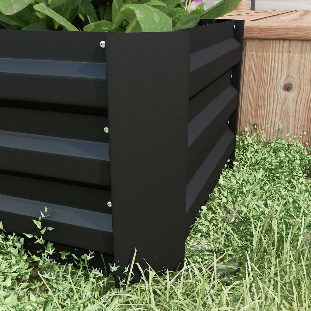 2 Pezzi Tavolo da Giardino ¨C Minimal ¨C Nero Acciaio 100x50x30 cm
