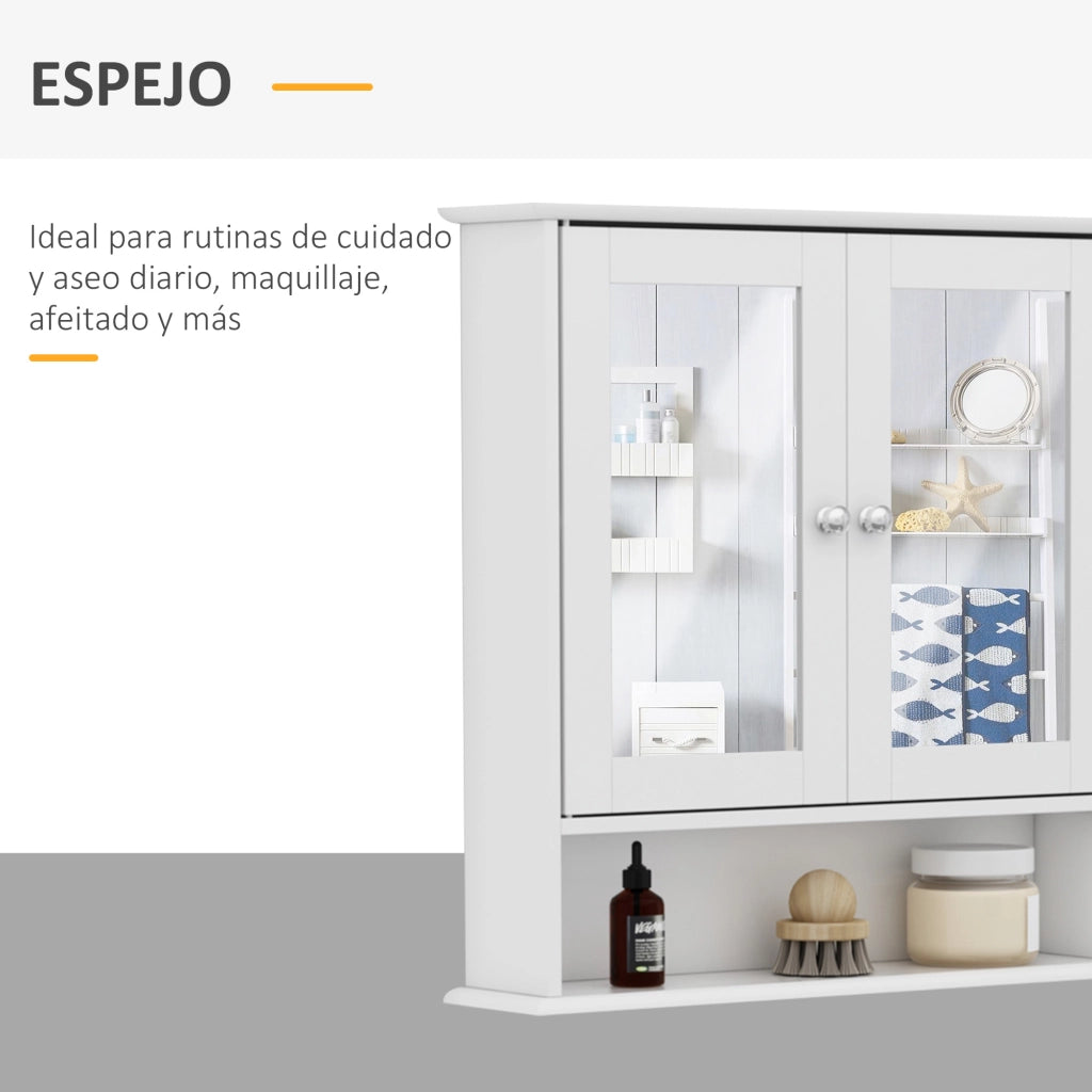 Armadietto Bagno con Specchio e 2 Ante ¨C Minimal ¨C Bianco 56x13x58cm