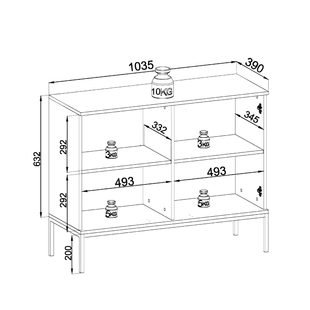 Komodee Cassettiera Laval K104 LED Cashmere 104x83x39 cm