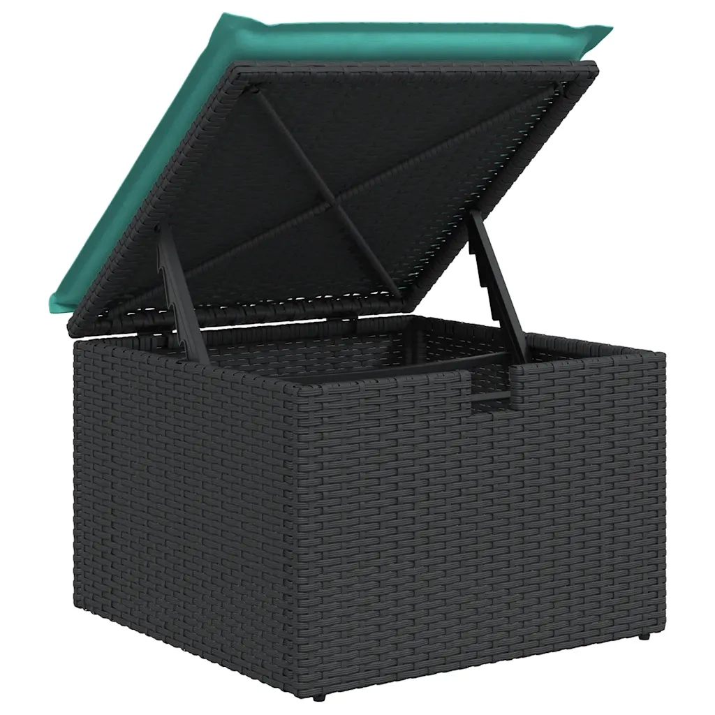 Set Divano da Giardino 6 pz con Cuscini Nero Polyrattan Acacia 3328149