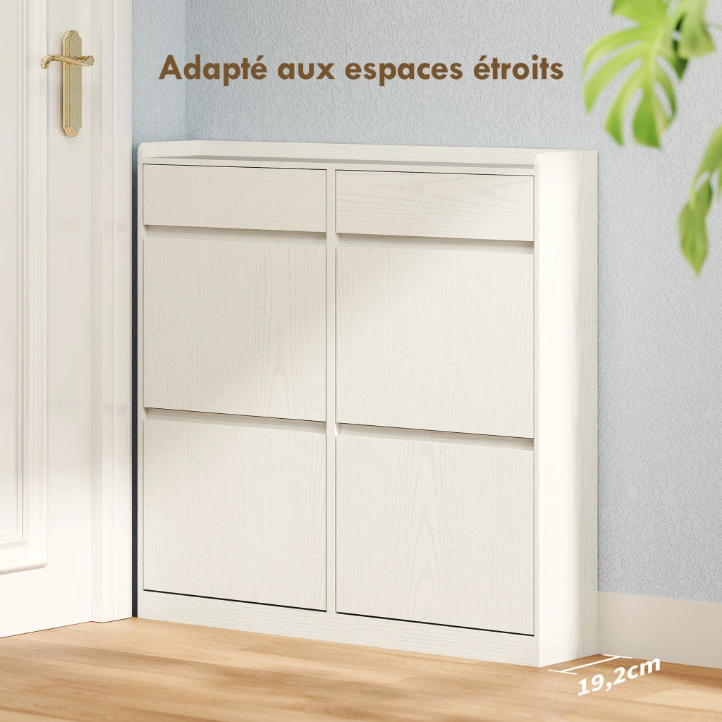 Scarpiera con cassetti e ante ¨C Minimal ¨C bianco 98x19x95 cm