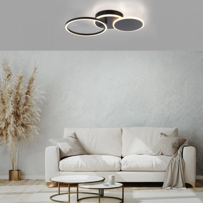 Plafoniera LED Leuchten Direkt Sevent nera 25,5W 3000K