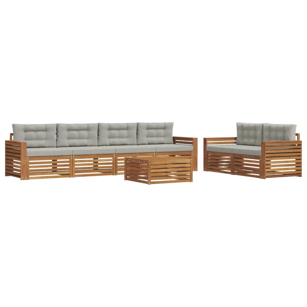 Set di divani da esterno 7 pcs Grigio Naturale e Chiaro 3373066