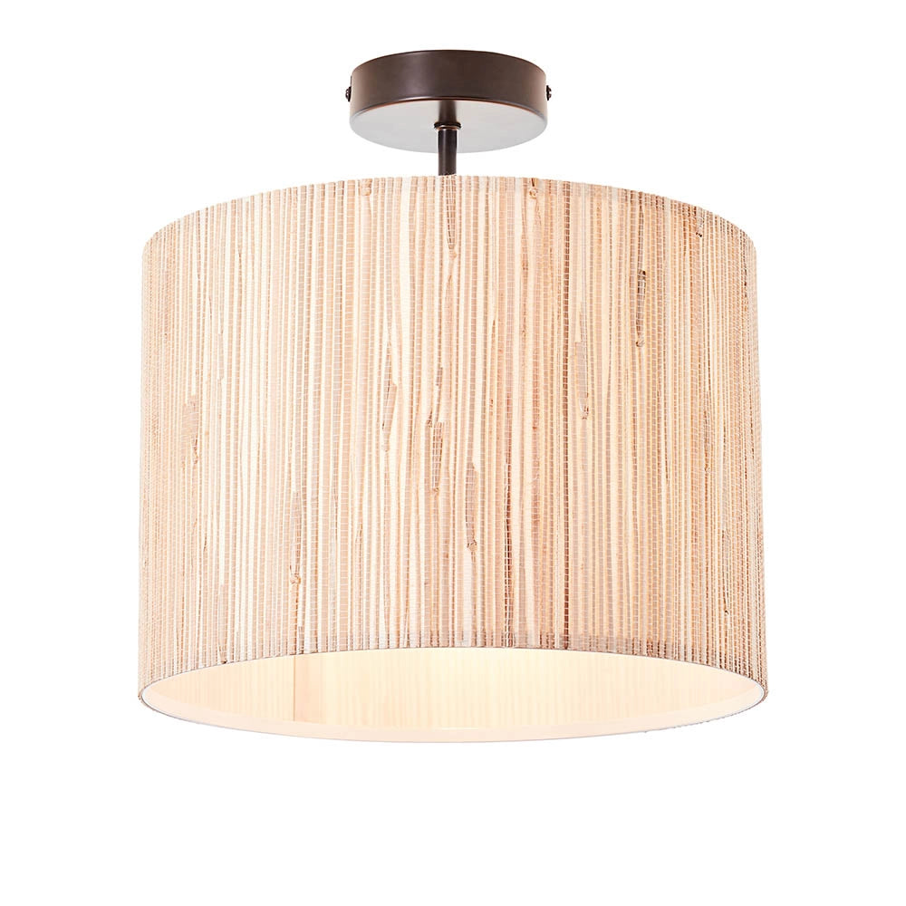 Plafoniera rotonda nordica erba marina beige E27 Endon