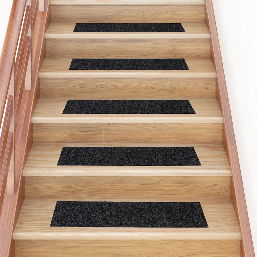 Tappetini per scale autoadesivi 30 pz 76x20 cm neri rettangolari 3365723