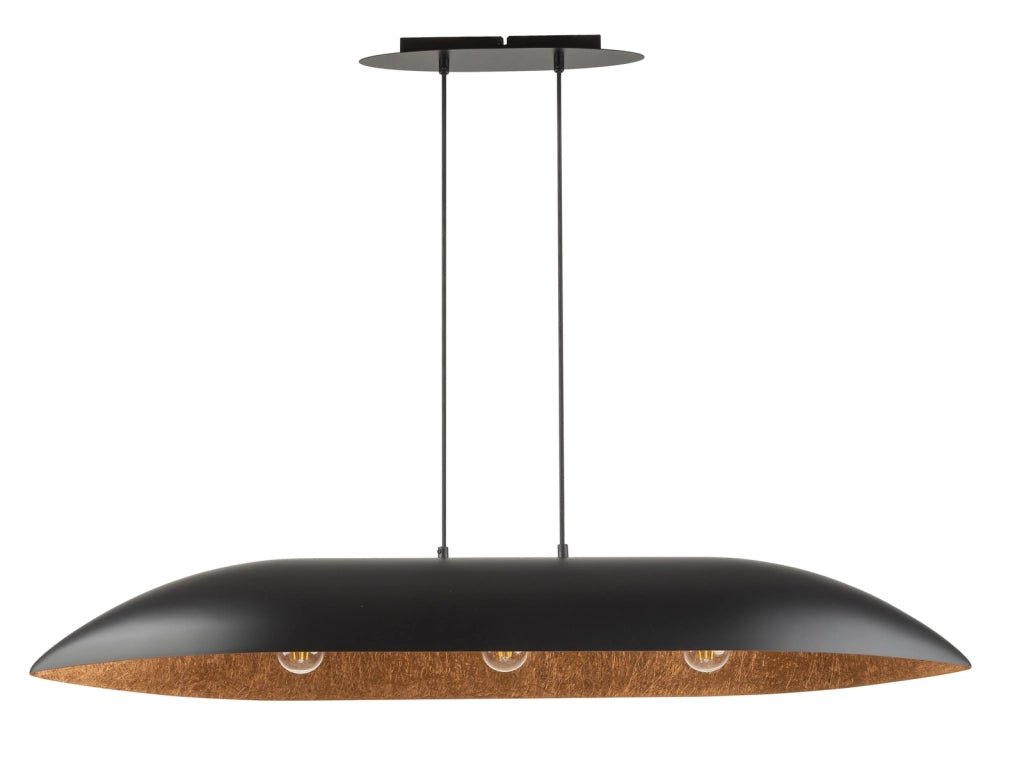 Lampada a sospensione Gondola nero/rame 3 luci E27 Sigma