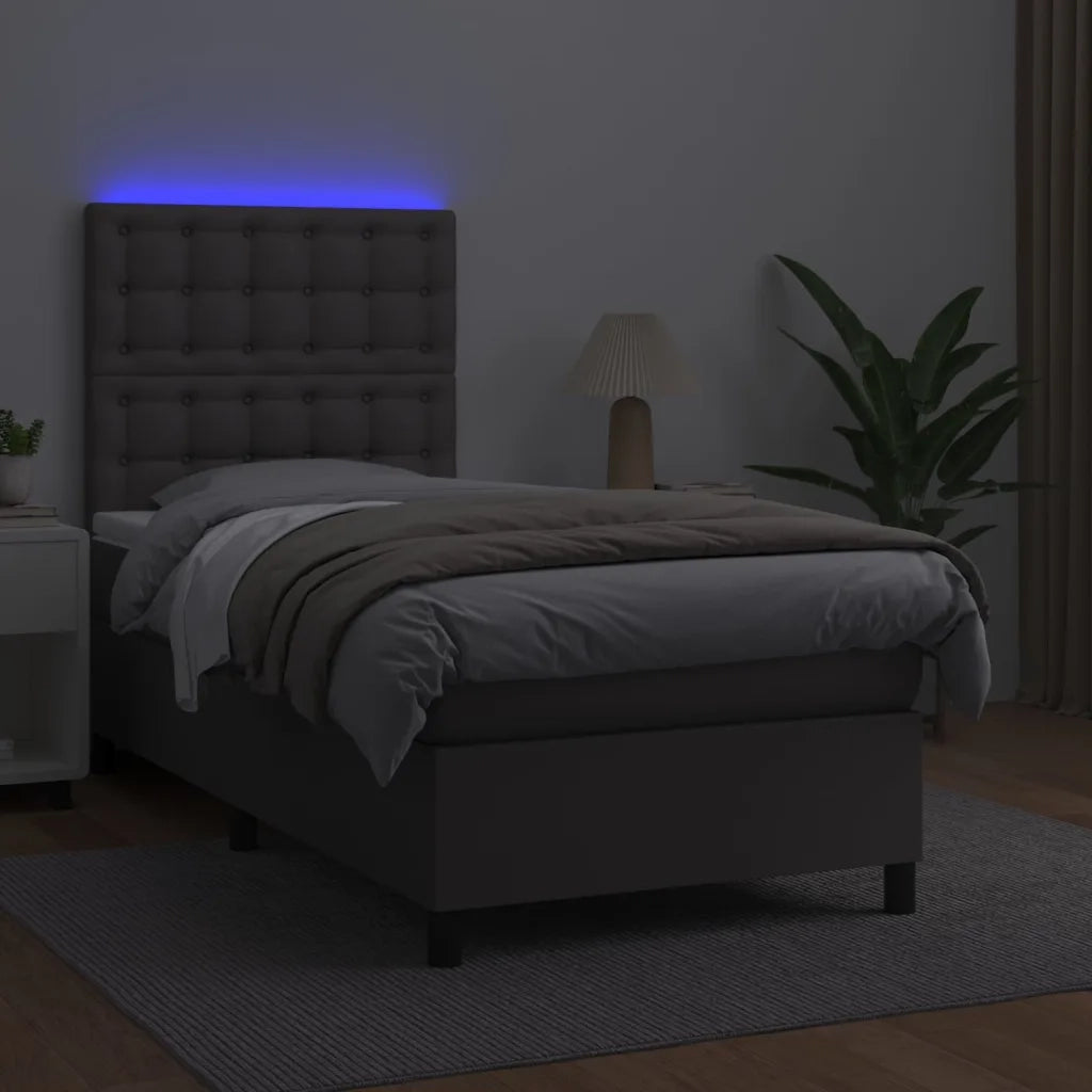 Giroletto Molle con Materasso e LED Grigio 100x200cm Similpelle 3135931