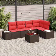 Set Divano da Giardino Marrone e Rosso polyrattan 3355743