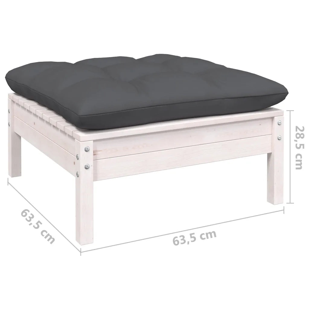 Set Divani da Giardino 6 pz con Cuscini Bianchi Legno di Pino 3097080