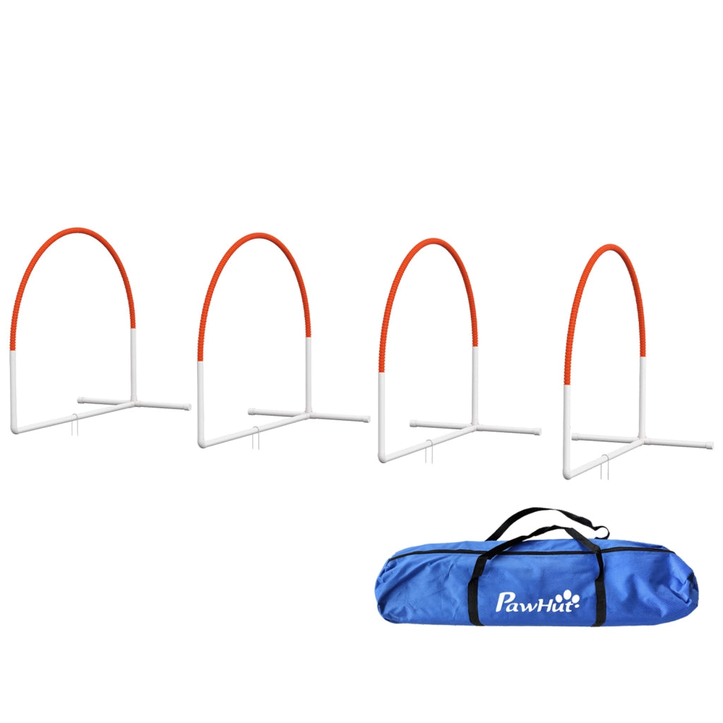 Set per cani Agility 4 pezzi ¨C zephmum ¨C bianco+arancione 89x69x99 cm
