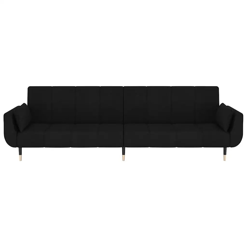 Divano letto | Sof¨¤ letto | Letto singolo a 2 Posti con 2 Cuscini Nero in Velluto