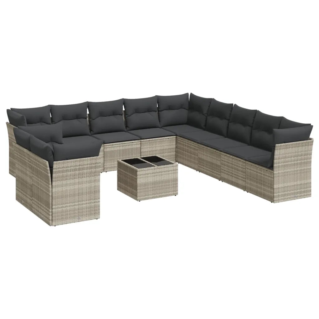 Set Divano Giardino 12 pz con Cuscini Grigio Chiaro Polyrattan 3249731