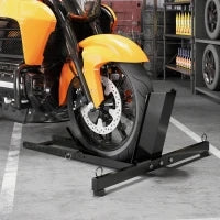 Cavalletto Bloccaruote per Moto, Staffa Regolabile su 14 Livelli per Ruote Ø34-84 cm, Nero