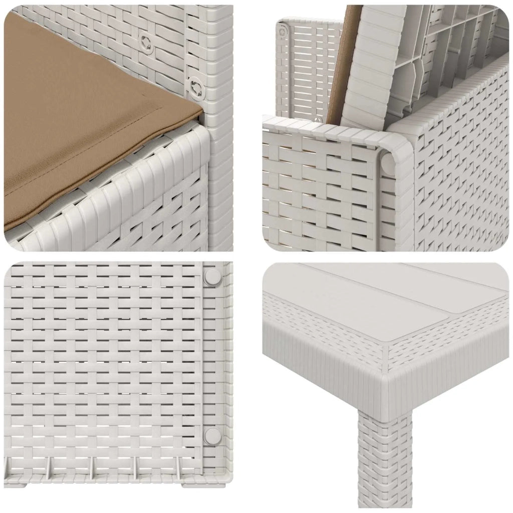 Set da Pranzo per Giardino 5 pcs Bianco e Tortora PP