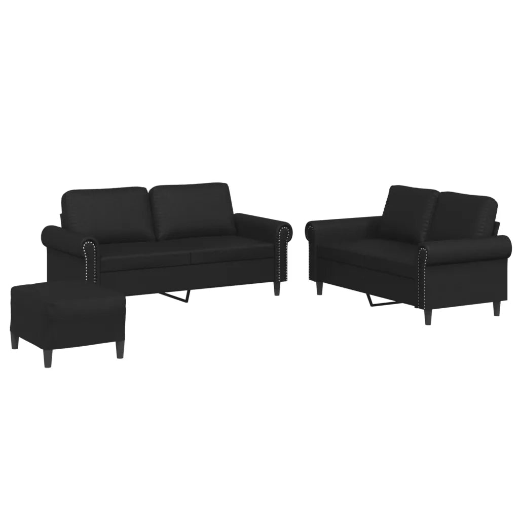 Set di Divani 3 pz con Cuscini Nero in Similpelle 3202155