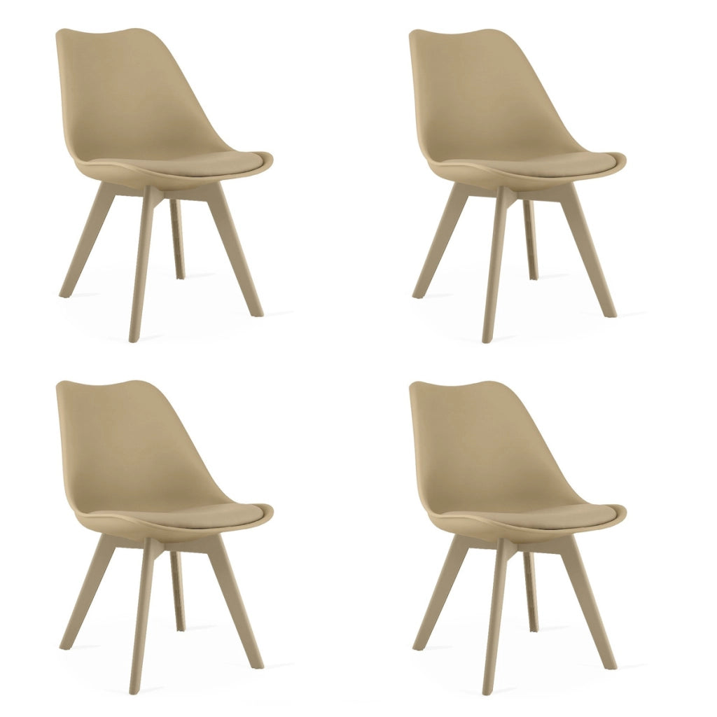 Set di 4 Sedie Mark in Polipropilene con Cuscino Beige