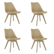 Set di 4 Sedie Mark in Polipropilene con Cuscino Beige
