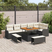 Set Divano da Giardino con cuscino 9 pcs Nero e Crema 3364225
