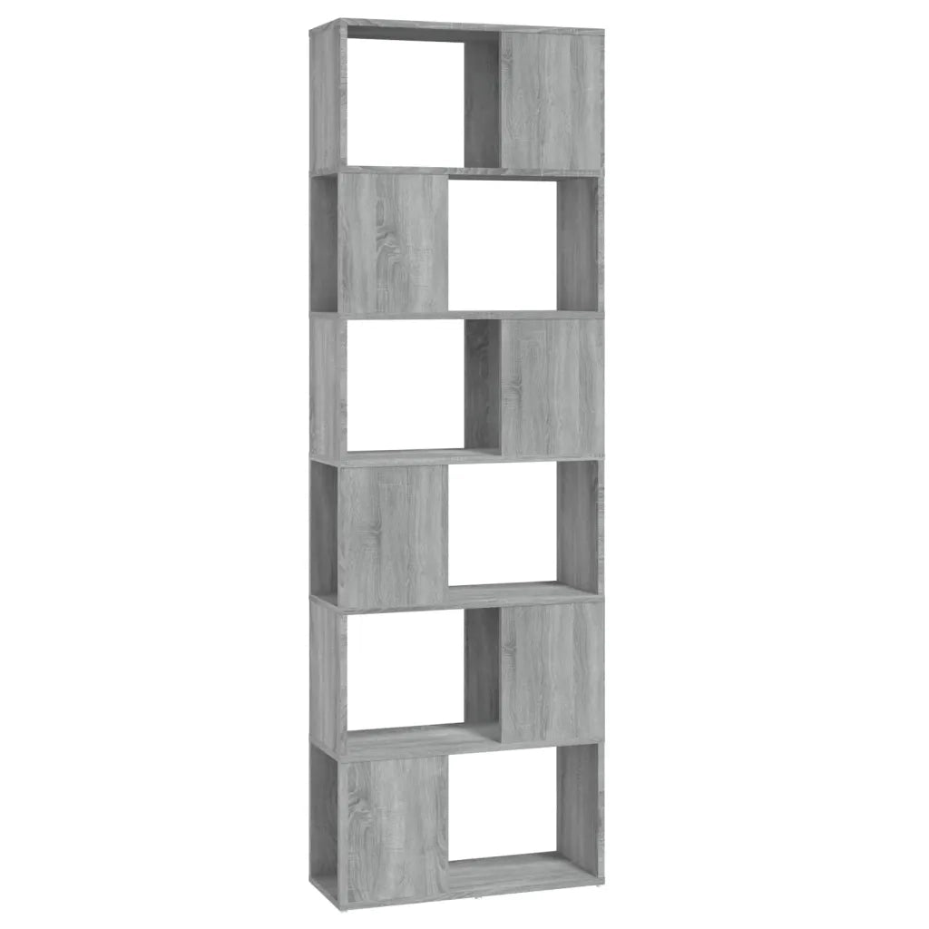 Libreria Divisorio-Scaffale per Libri-Mobile di Stoccaggio Grigio Sonoma 60x24x186 cm