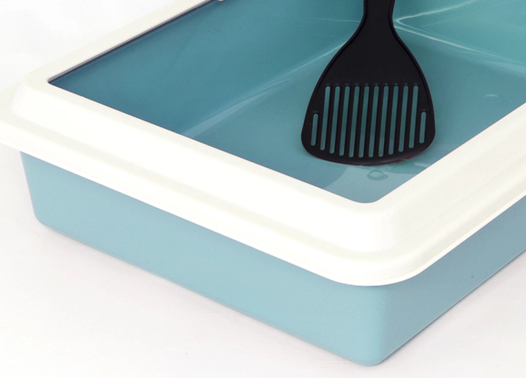 Lettiera Toilette Per Gatti Rettangolare 44x34x11cm Con Paletta Mod 700092 Azzurro