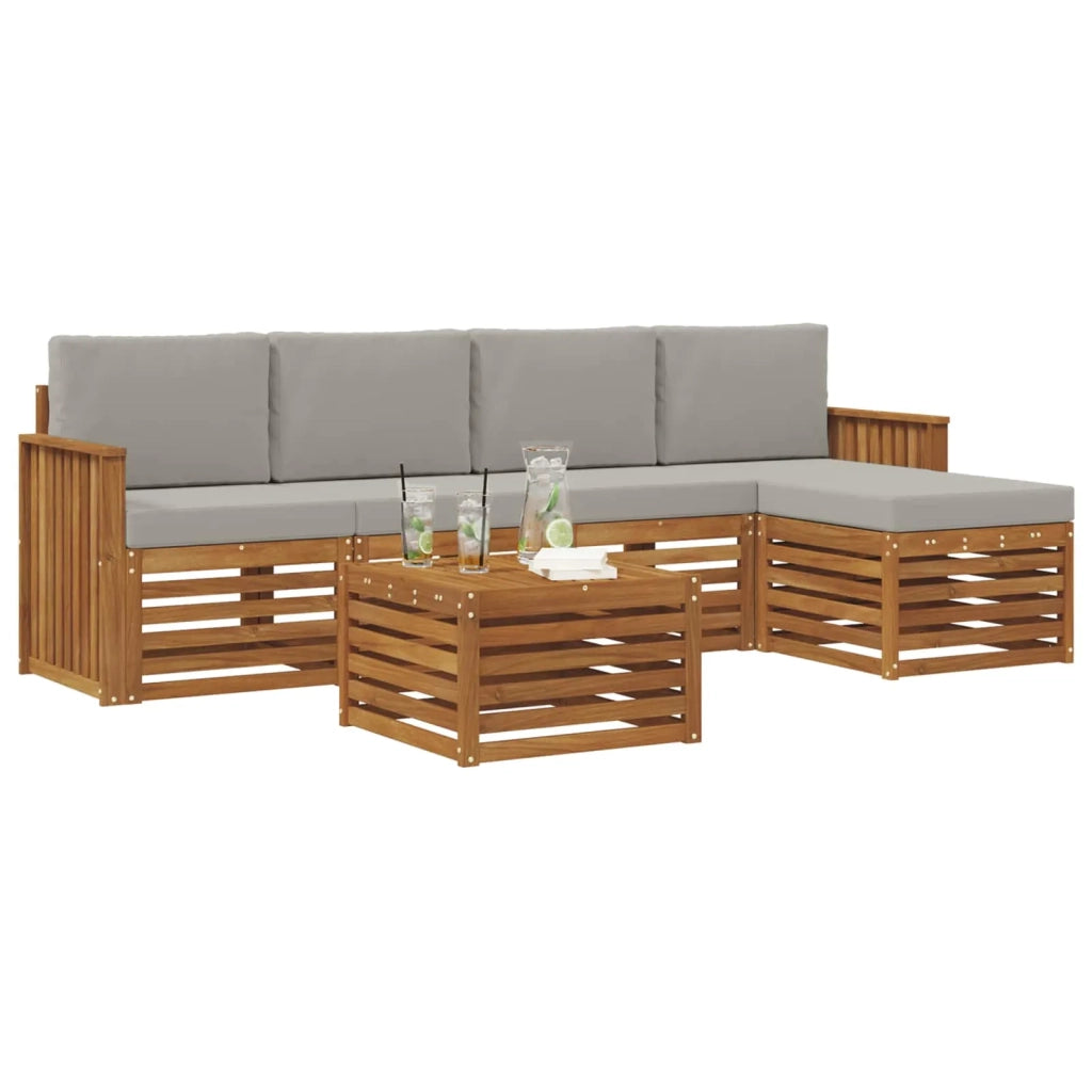 Set di divani da esterno 6 pcs Grigio Naturale e Chiaro 3374686