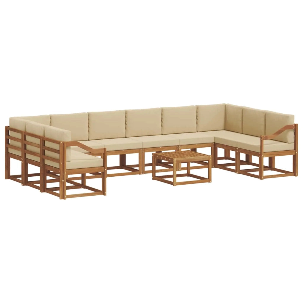 Set di divani da esterno con cuscino 11 pcs Naturale e Beige 3367106