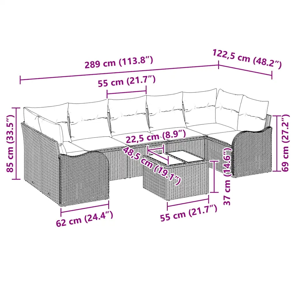 Set Divano da Giardino Beige 55 x 55 x 37 cm polyrattan 3345620