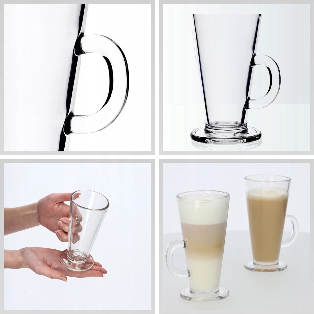 Set di 6 bicchieri da caffè, tè e latte KADAX da 260 ml con manico.