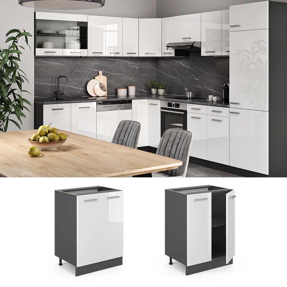 Vicco Mobiletto base cucina Bianco lucido 60 cm PL Marmo