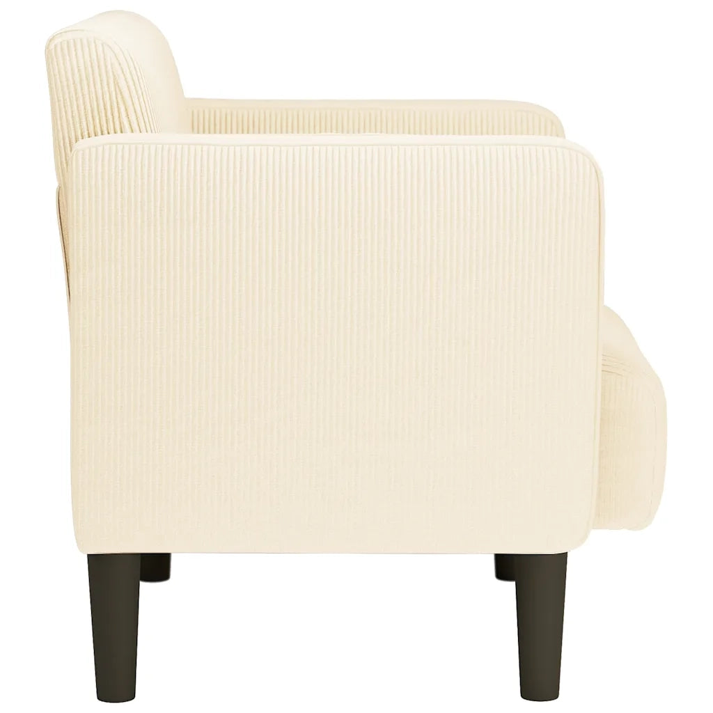 Divano Sedia con Braccioli Crema 54 cm Tessuto a Coste 4100517