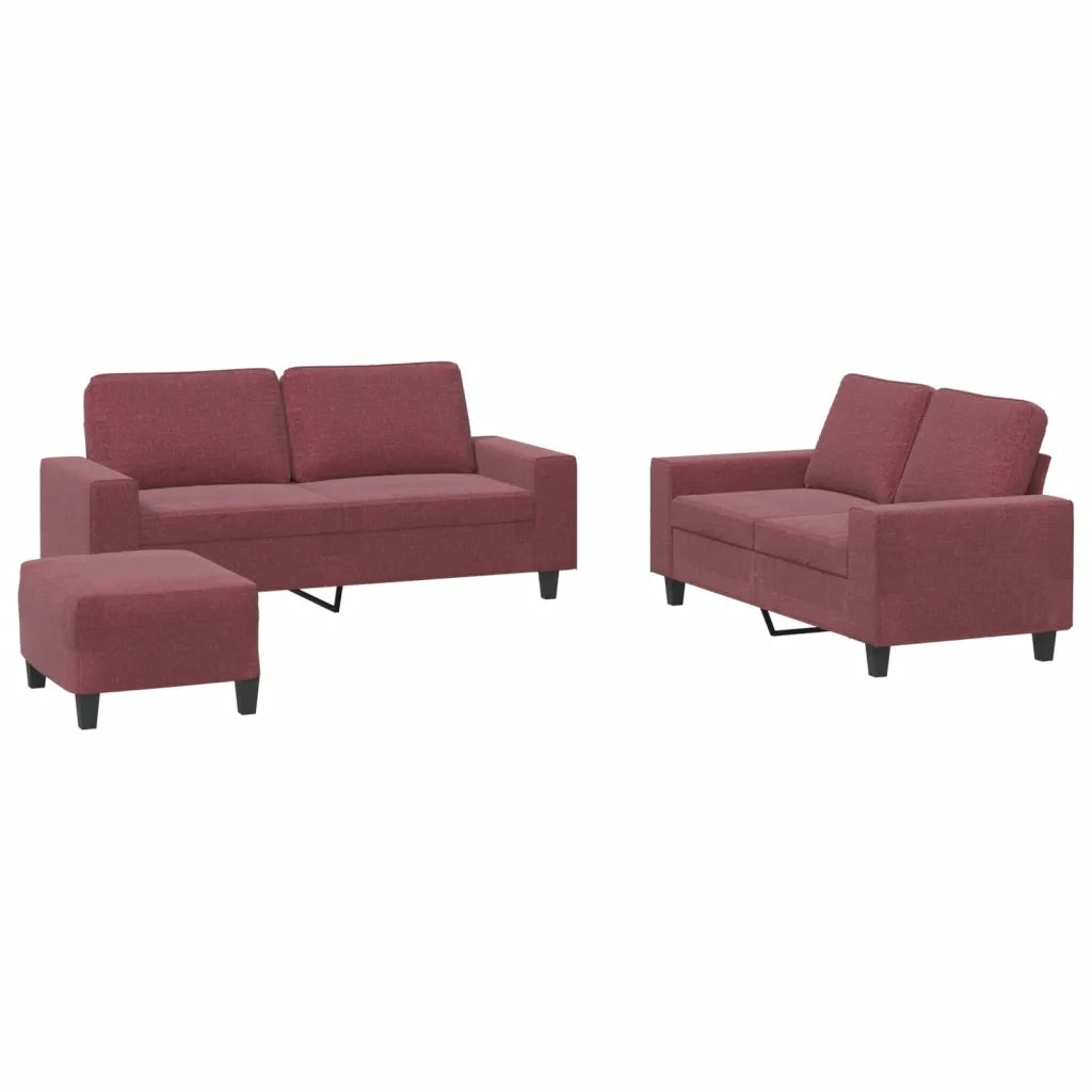 Set di Divani 3 pz Rosso Vino in Tessuto 3201896